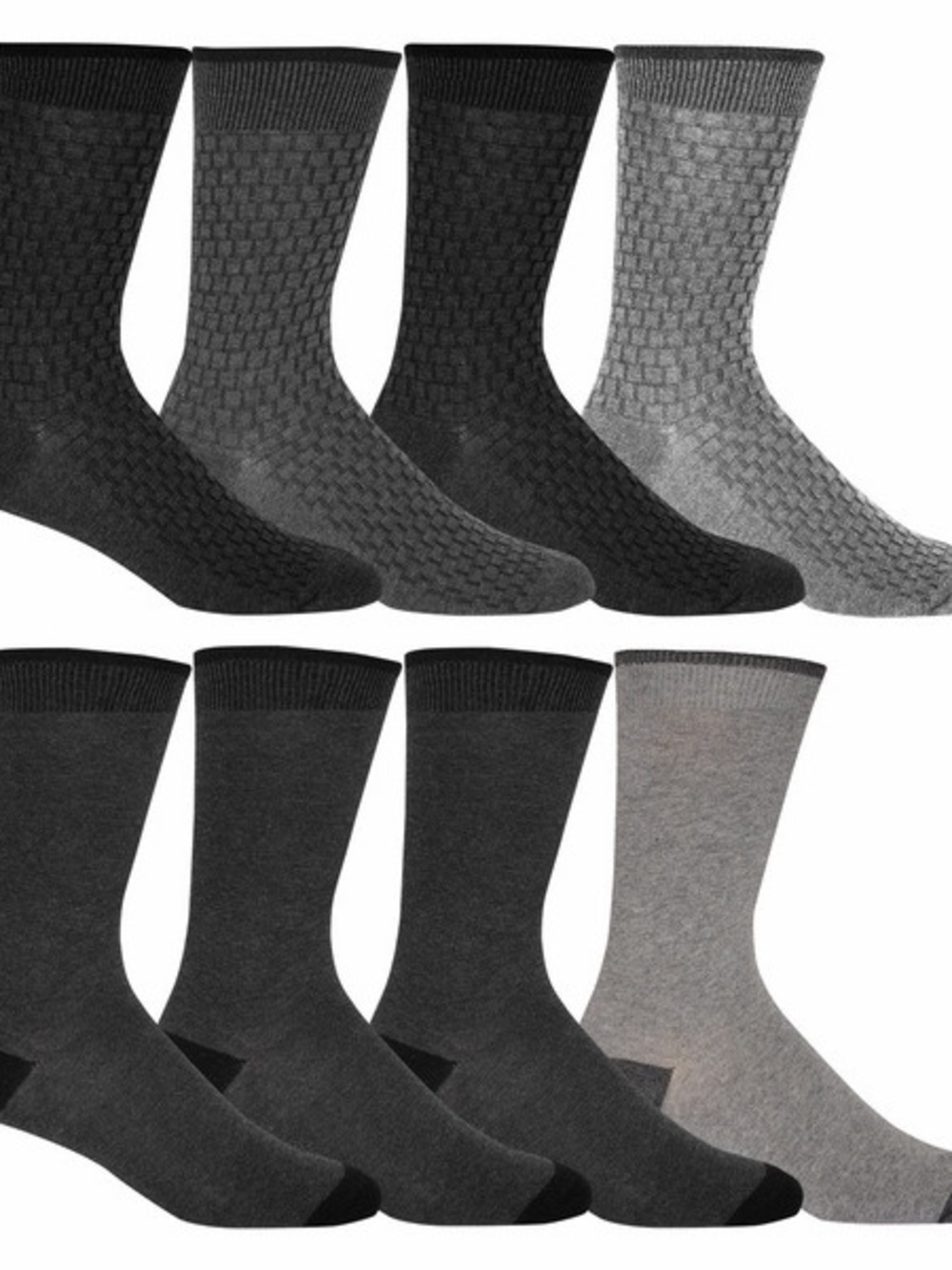 Cole Hank - Men's Comfort Crew Socks - Grey & Charcoal (7 Pack)